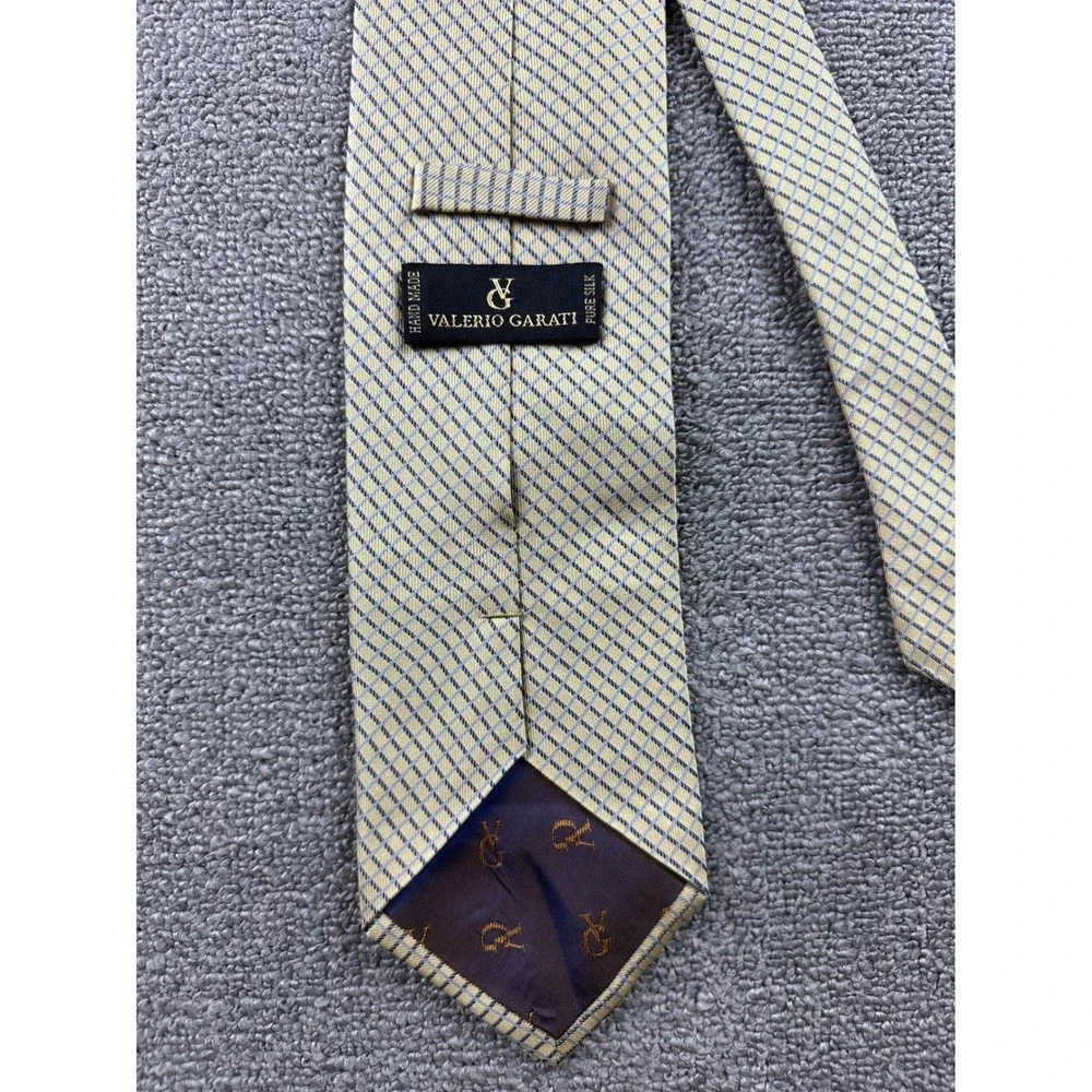 Valerio Garati Men Necktie Yellow Blue 100% Pure Silk Handmade Korea Made Luxury